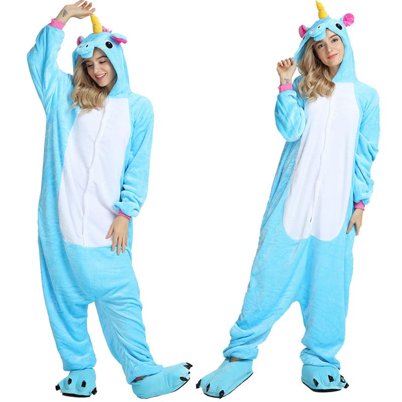 Colorful Rainbow Unicorn Kigurumi Homewear Nightgown With Shoes Women Men Pajama Costume Sleepwear Party Clothes Overalls for Adult Animal Cosplay