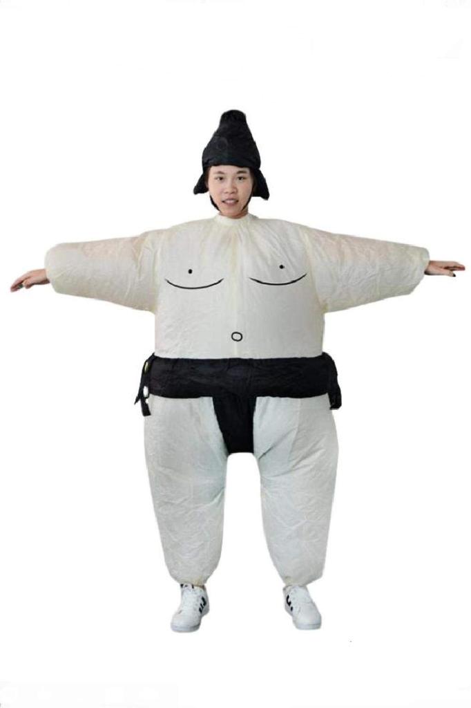 [SCGEHA] Inflatable Sumo Wrestler Kigurumi, Air-Fillable, Adult Costume for Halloween, Events, Cosplay, Includes 2 Black and Orange Balloons