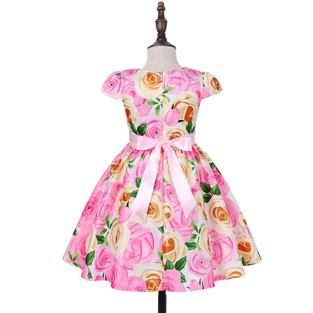 Детское платье принцессы, платье с цветочным принтом в стиле ретро, ​​детское платье хозяина фестиваля