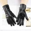 Fashionable Sheepskin Leather Gloves Women's Velvet Lining Autumn and Winter Warm Touch Screen Fingers