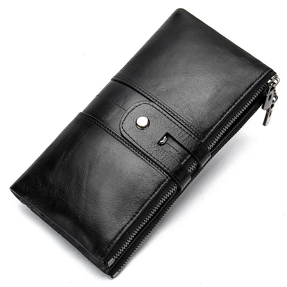 Marlonte Women's High-End Retro Leather Wallet & Clutch - Anti-Magnetic, Multifunctional Long Design In Top Layer Cowhide