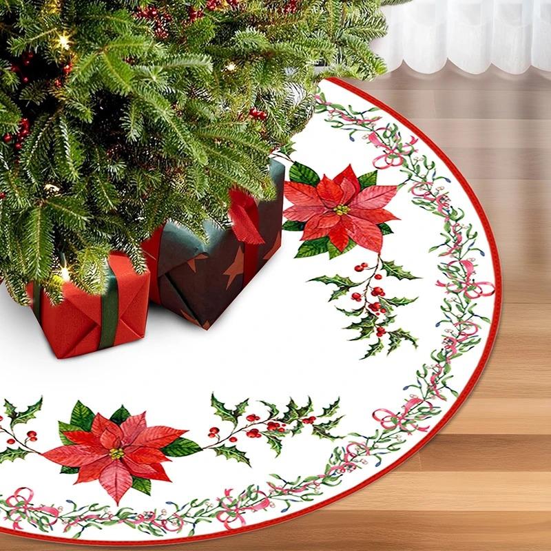 Юбка для рождественской елки круглая большого размера с различными узорами: Санта, олень, снежинка. Для рождественского украшения дома.