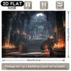 2D flat banner 1pc - Halloween background fabric, depicting the dark castle hall and the candlelit throne scenezyc