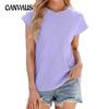 Women's Spring and Summer New Solid Colour Round Neck Loose Short Sleeve Top