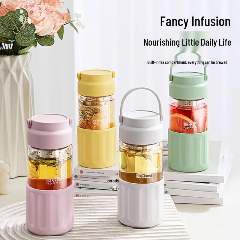 HAERS 450ML Portable Tea Infuser Glass Bottle
