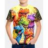 O'g'il bolalar uchun 3D dinozavrli futbolka qisqa yengli yozgi bahorgi moda asosiy krugli bo'yinli tashqi kiyim kundalik regular fason