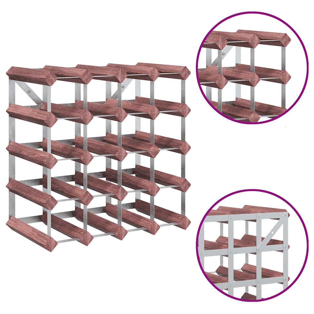 20 Bottle Wine Rack in Brown Solid Pine Wood