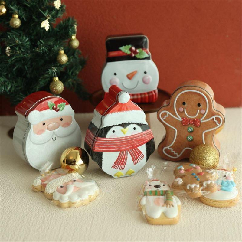 Gingerbread Man Iron Gift Sugar Box Christmas Merry Home Decoration New Year Christmas Gift Box Christmas Decoration 1 Piece