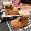 Ботильоны на меховой платформе для снега женские замшевые теплые хлопковые туфли женские 2025 тренд зимние брендовые короткие плюшевые мотоциклетные ботинки Botas De Mujer