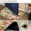 Большой коврик с цветочным узором, богемный коврик с цветами и листьями, добро пожаловать, уличный коврик, нескользящая резиновая подложка, вход, сезонное украшение для передней части кухни в помещении