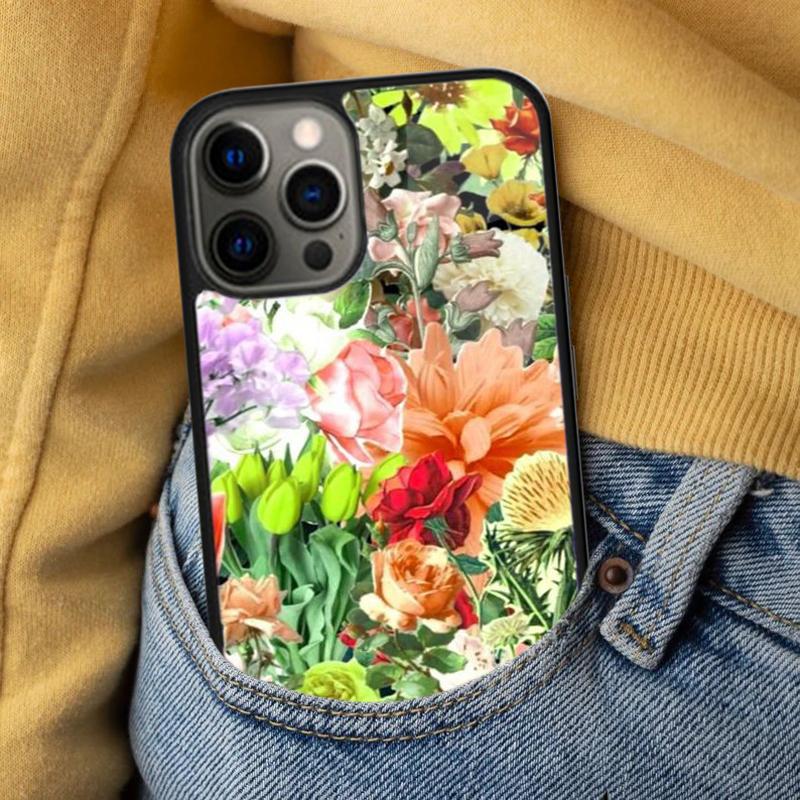Floral Chic Roses Tulips Garden Soft Phone Case for iPhone 17 Air 16e Pro max 15 Pro 13 14 Plus 11 12 MagSafe Magnetic Coque