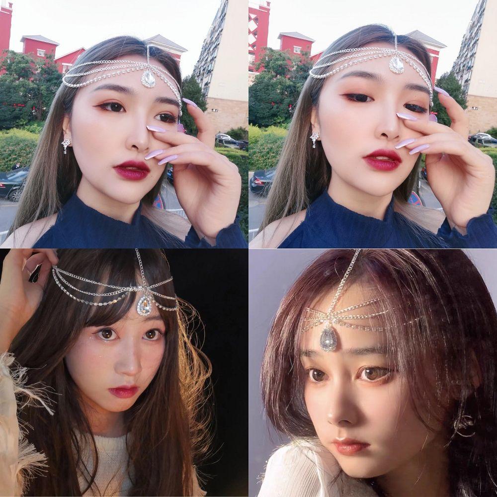 Головной убор Цепочка для головы Подвеска для бровей Головной убор в стиле бохо Украшение для волос в виде капли воды Цепочка для лба