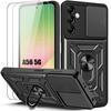 Case - BOOLING - for Samsung Galaxy A56 5G - Shockproof - Camera Protection - Black - with 2 Tempered Glasses