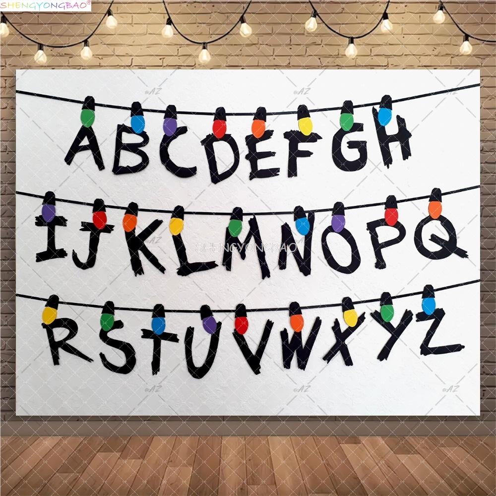 American TV Stranger Luminous Letter Photography Backdrops Prop Alphabet Light Baby Gift Birthday Party Background ZZ-02