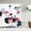 3d Printing Chinese Flower Bird Ink Landscape Shower Curtain Bathroom Waterproof Bath Curtain With Hooks Washable Cloth Decor