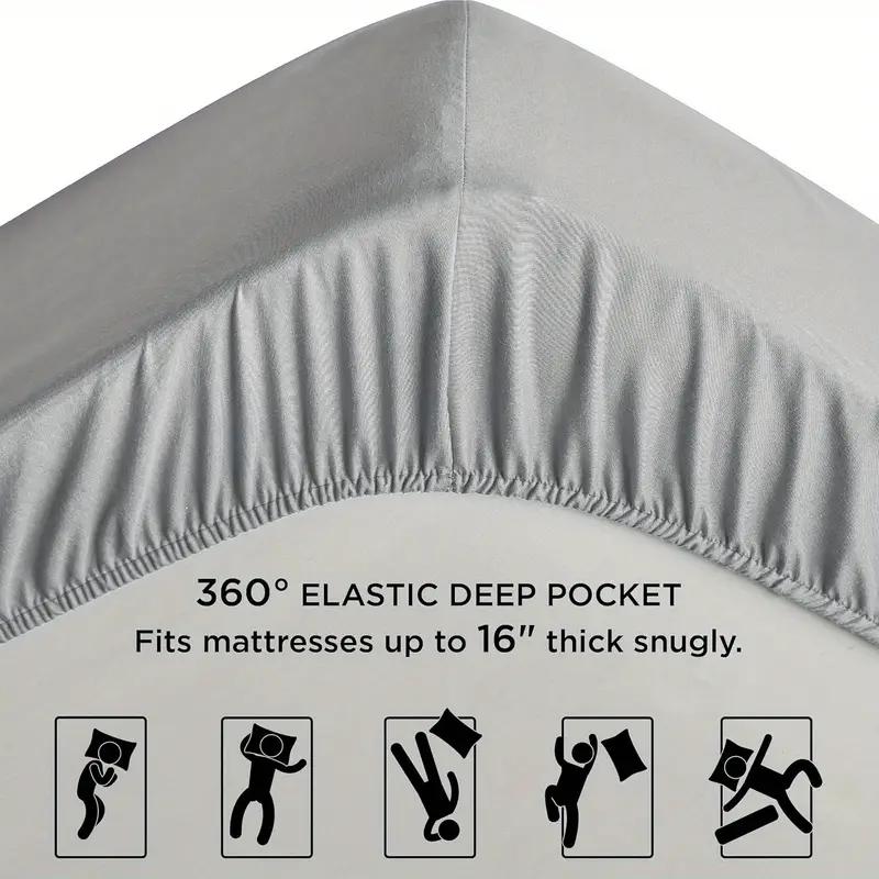 Набор постельного белья из 3/4 предметов однотонный, протектор для матраса, мягкое и удобное постельное белье, простыня, нескользящая простыня на резинке с глубоким карманом