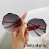 Круглые океанские линзы, большие солнцезащитные очки, женские модные градиентные солнцезащитные очки без оправы, металлические изогнутые дужки, Oculos De Sol