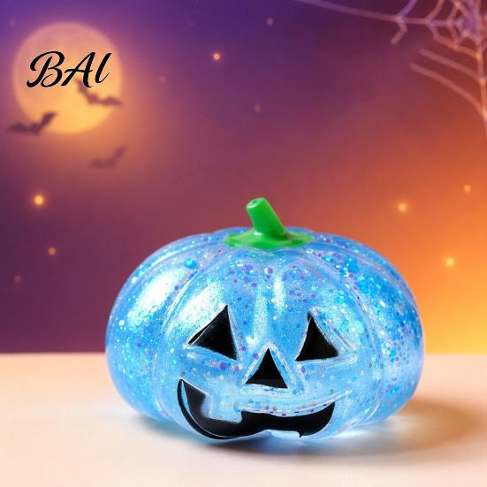 Desk Decompression Toys Halloween Glitter Pumpkin Stress Ball, Head Squeeze Toy for Relief, Creepy Fidget Party Favors Ball