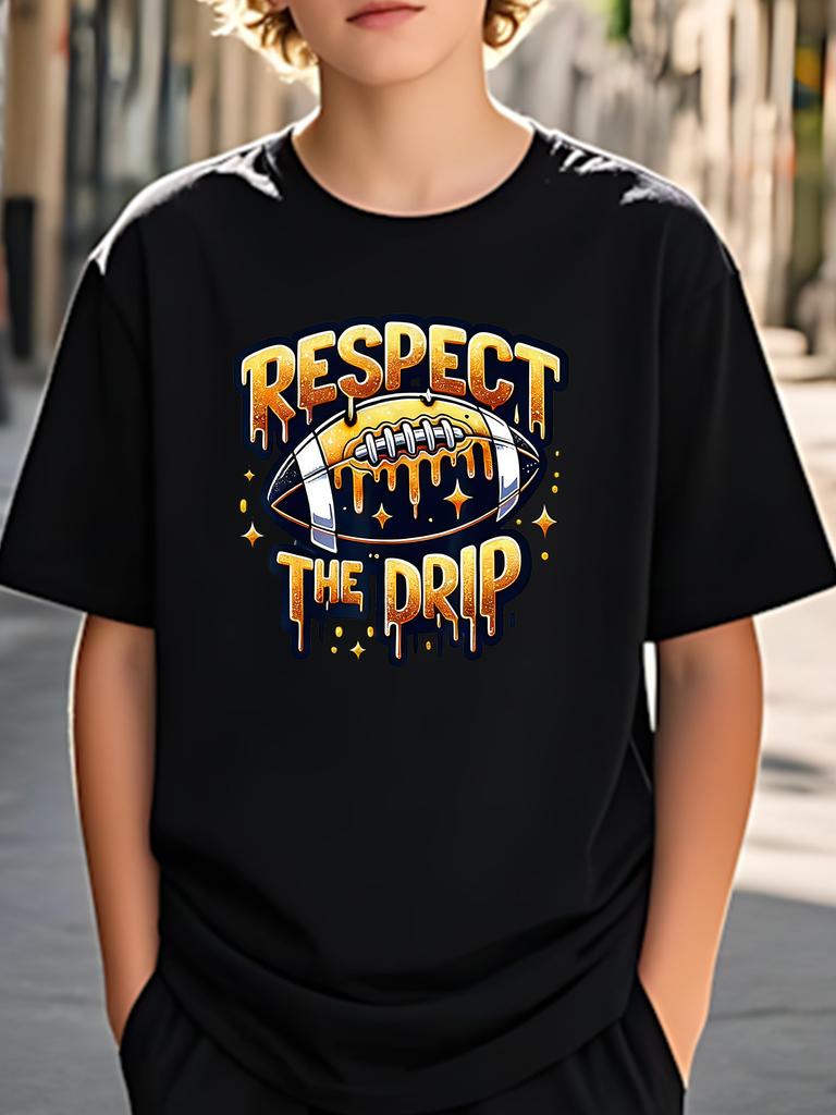 Boys Crewneck T-Shirt, Fashion Rugby Print Short Sleeve Summer Top