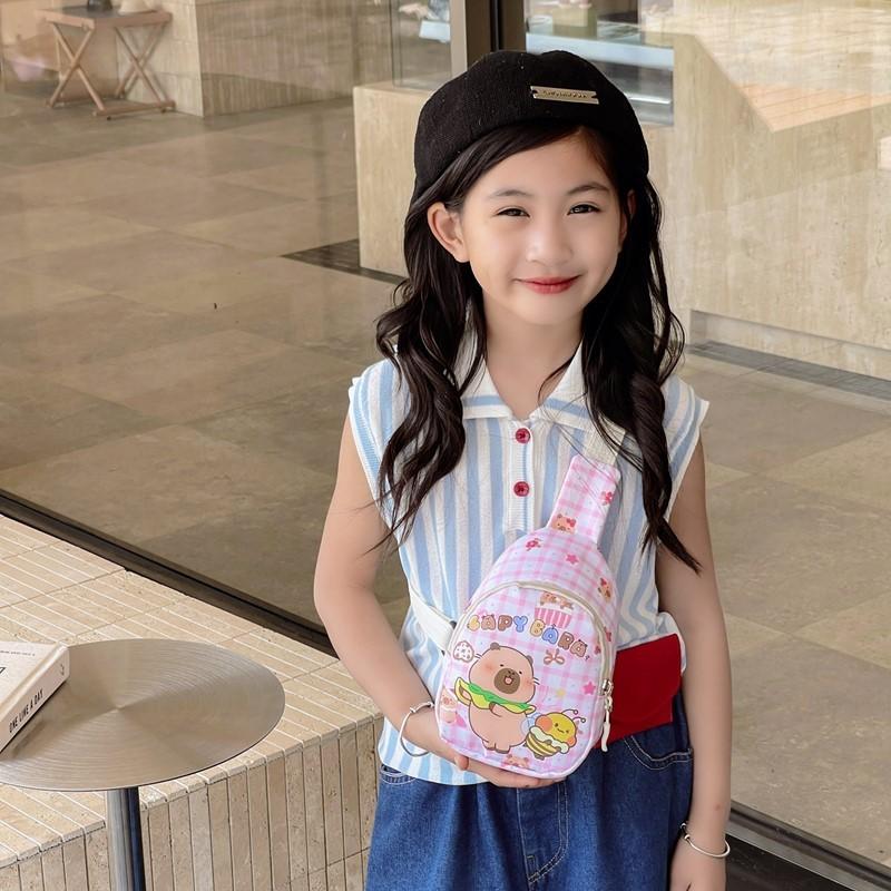 Capybara Pattern Animal Kids Single Shoulder Crossbody Chest Bag For Preschool