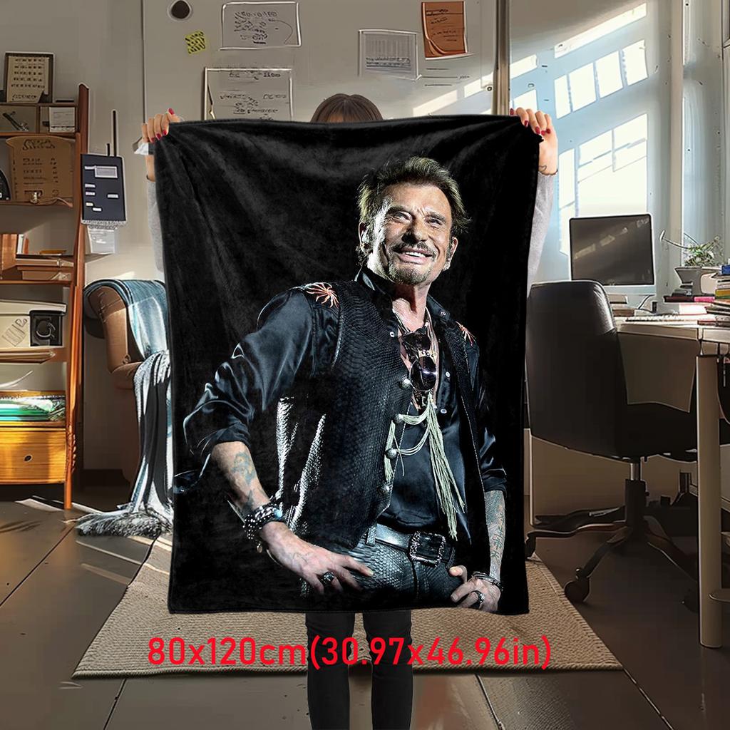 French legendary rock singer and actor Johnny Hallyday blanket soft home furnishing nap decoration four seasons warm Sherpa blanket U24