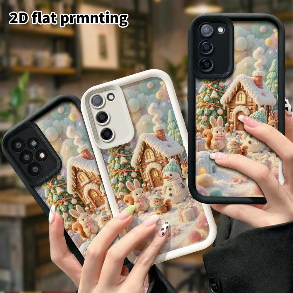 Phone case: 2D flat, suitable for Samsung Galaxy A34 A35 M05 M06 S20 S22 S21 FE Plus 5G protective cases, Christmas winter cabin, perfect holiday gift