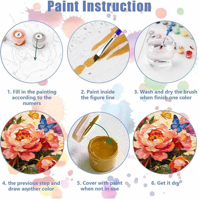 Digital oil painting kits featuring beautiful butterflies and vibrant flowers are ideal for professional art and home wall decoration.