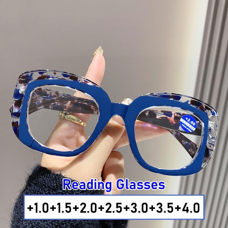 Женские очки для чтения с большой оправой, унисекс, модные, роскошные, блокирующие синий свет, для дальнозоркости, трендовые, круглые, оверсайз, очки для дали