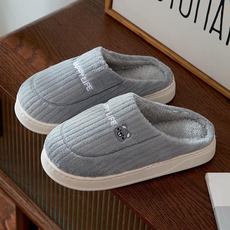 Женские и мужские милые плюшевые тапочки с кроликами - Зимняя коллекция, Нескользящие домашние хлопковые тапочки для пар.