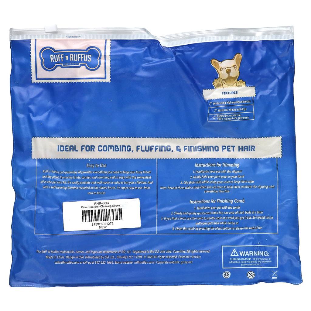 Ruff 'N Ruffus Набор для груминга кошек и собак, Синий, 1 ручка из силиконового геля