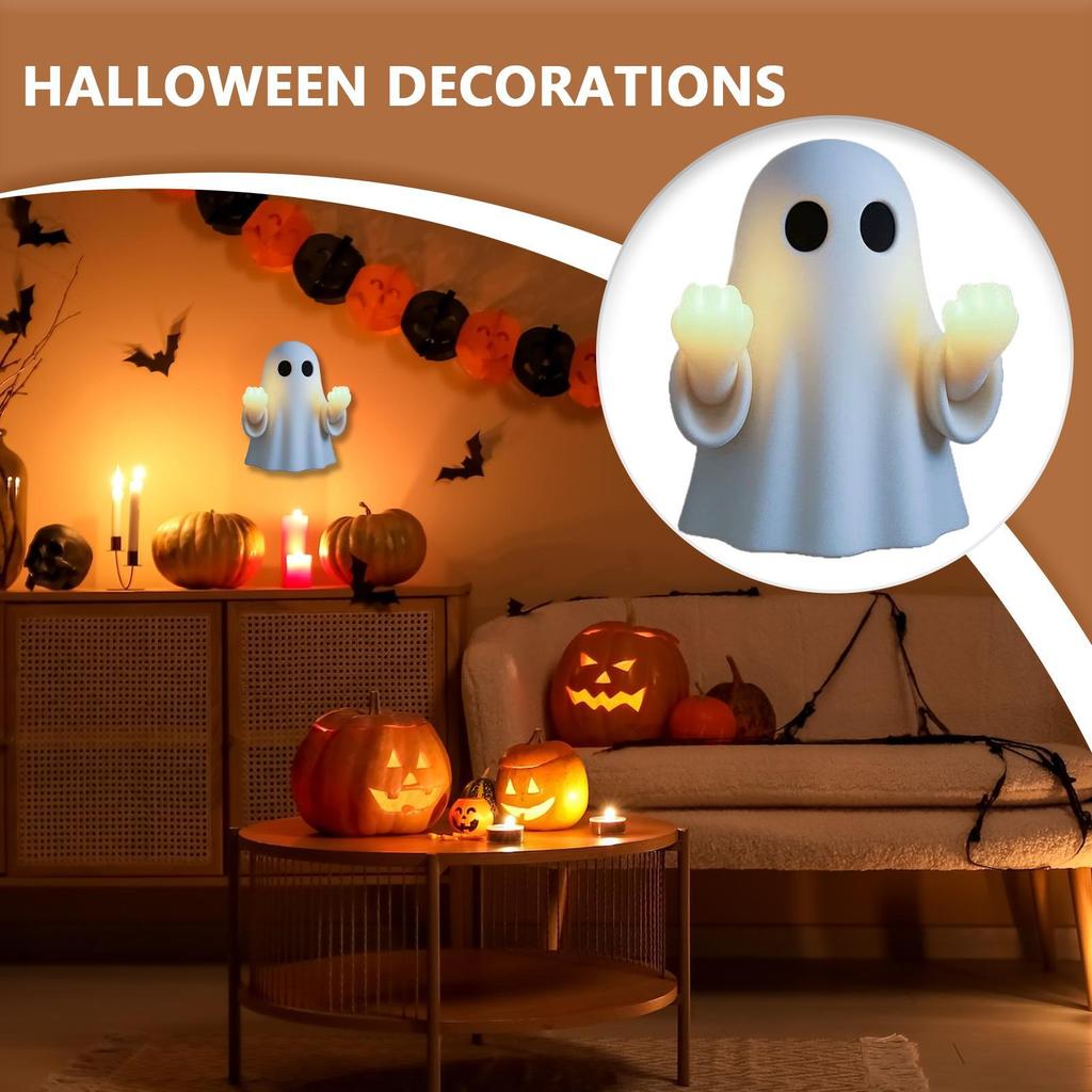 Halloween Night Light USB Rechargeable Ghost Bedroom NightLight  Spooky Ambient Lighting Resin Wall Lamp Decorative for Indoor