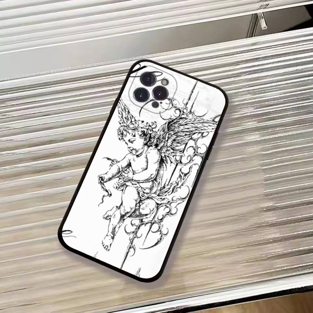 Ретро Чехол для телефона Ангел Средневековье Силиконовый Мягкий Для IPhone 17 16 15 14 13 12 11 X XR Plus Pro Max Plus