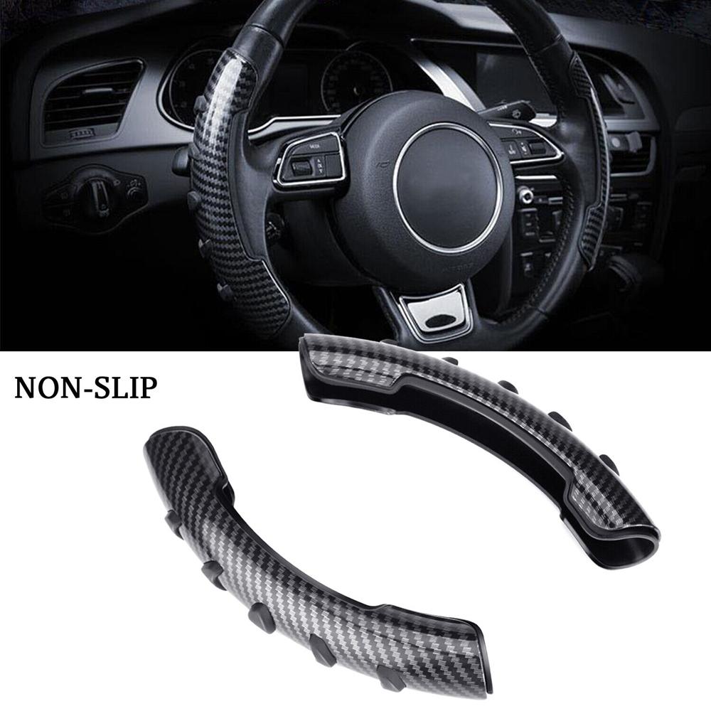 2PCS Universal Car Steering Wheel Cover Carbon Fiber Car Steering Wheel Case Booster Non-Slip Grip Handle