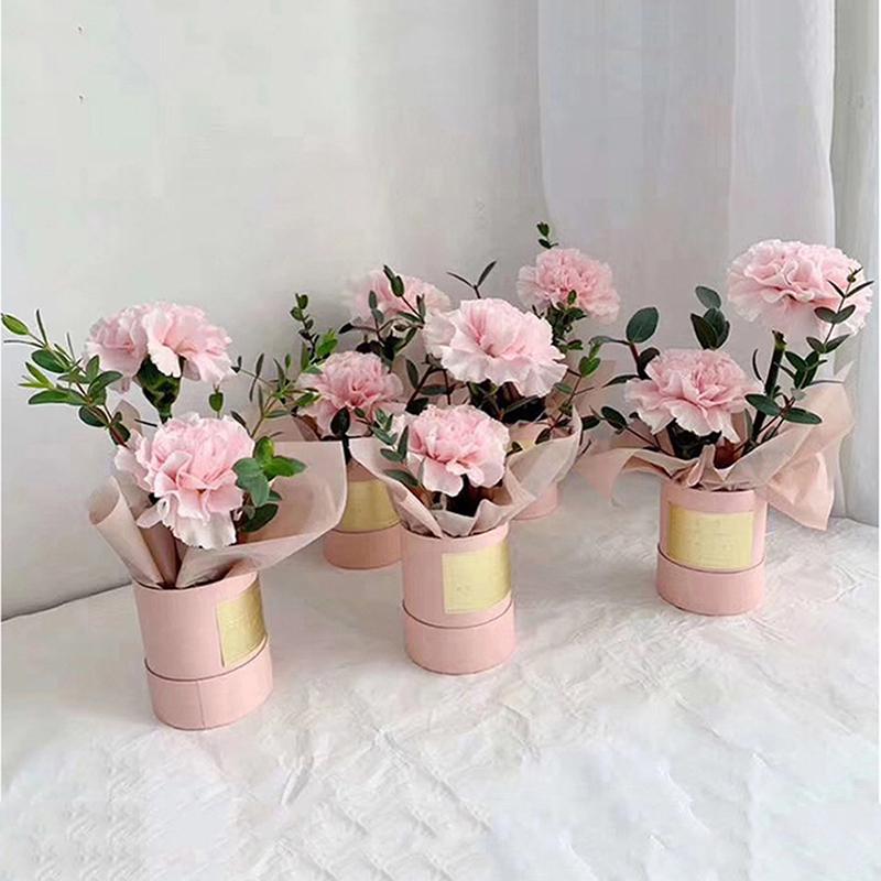 Round Flower Paper Boxes Lid Hug Florist Flower Bucket Gift Packaging Box