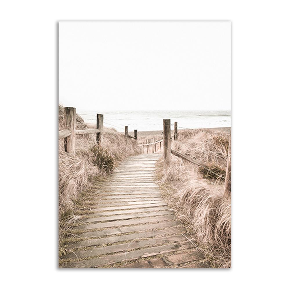 Скандинавское настенное искусство, холсты с изображением природы: тростниковый пляж, сосна, птица и цветок магнолии для украшения дома