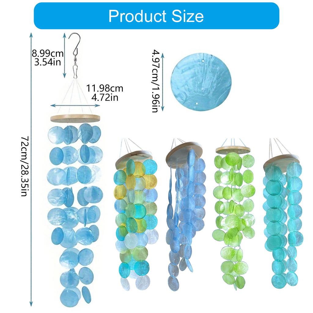 Элегантные цветные колокольчики из ракушек капиз, подвесной кулон для украшения патио или сада, добавляют безмятежность любому пространству