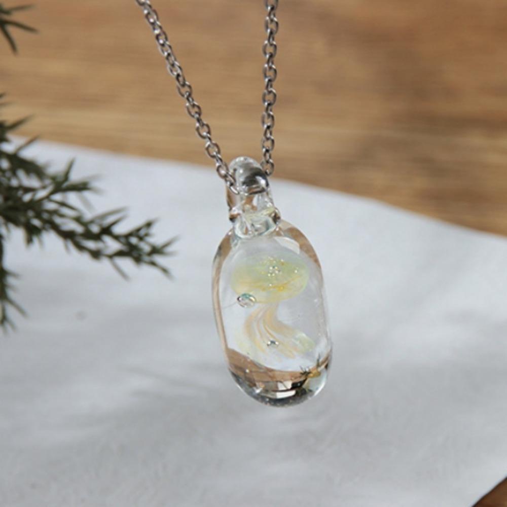 Jewelry Glassy Jellyfish Necklace Coloured Glaze Ocean Style Chain Choker Gift