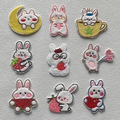 Вышитые нашивки с животными из мультфильмов на одежде, милые нашивки с кроликами для девочек, одежда для малышей, нашивки, значки, аппликация, сделай сам, самоклеящиеся