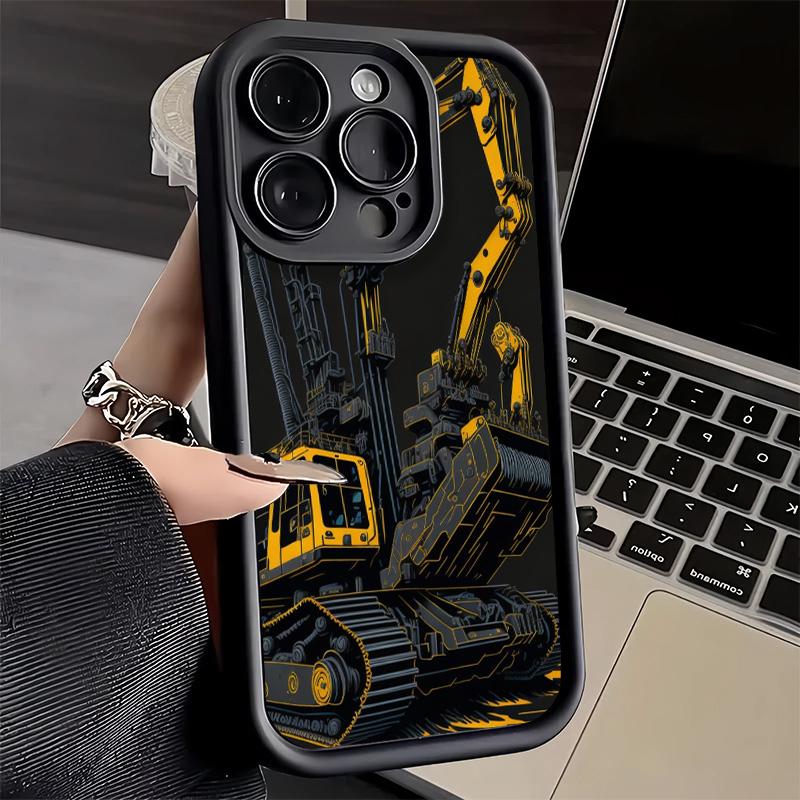 Чехол для телефона iPhone 17 Air 16E 15 16 Pro Max Строительная техника Крутой чехол 14 Plus 13 12 Mini Мягкий силиконовый Fundas