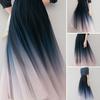 Elegant Tulle Maxi Skirt Women High Waist Gradient Color Pleated Skirt Elastic Waist Loose Casual A Line Skirt