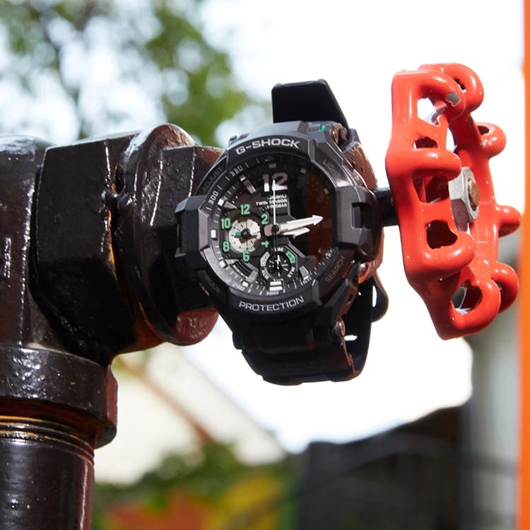 Casio G-Shock Серия Aviation Механическое Сердце Большой Циферблат Многофункциональные Водонепроницаемые Ударопрочные Кварцевый Механизм Ремешок из Смолы Мужские часы GA-1100-1A3ER