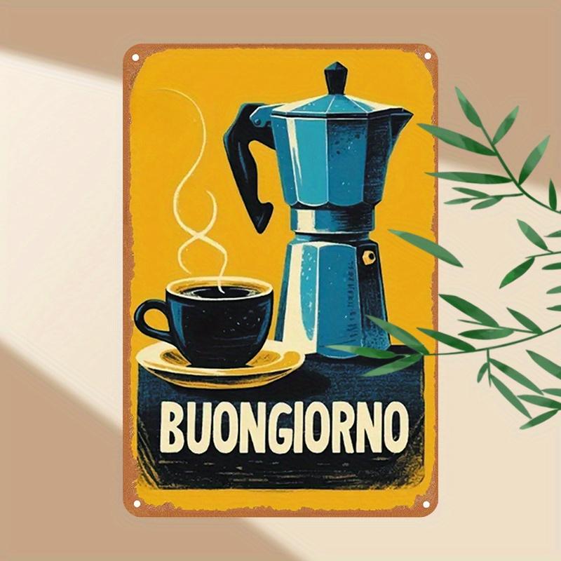 Винтажная металлическая вывеска Buon Giorno Espresso x Ретро итальянская кофейная железная табличка Рустикальный декор для стен дома