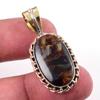 Natural Pietersite Gemstone 925 Solid Sterling Silver TwoTone Pendant 1.50" T4U70
