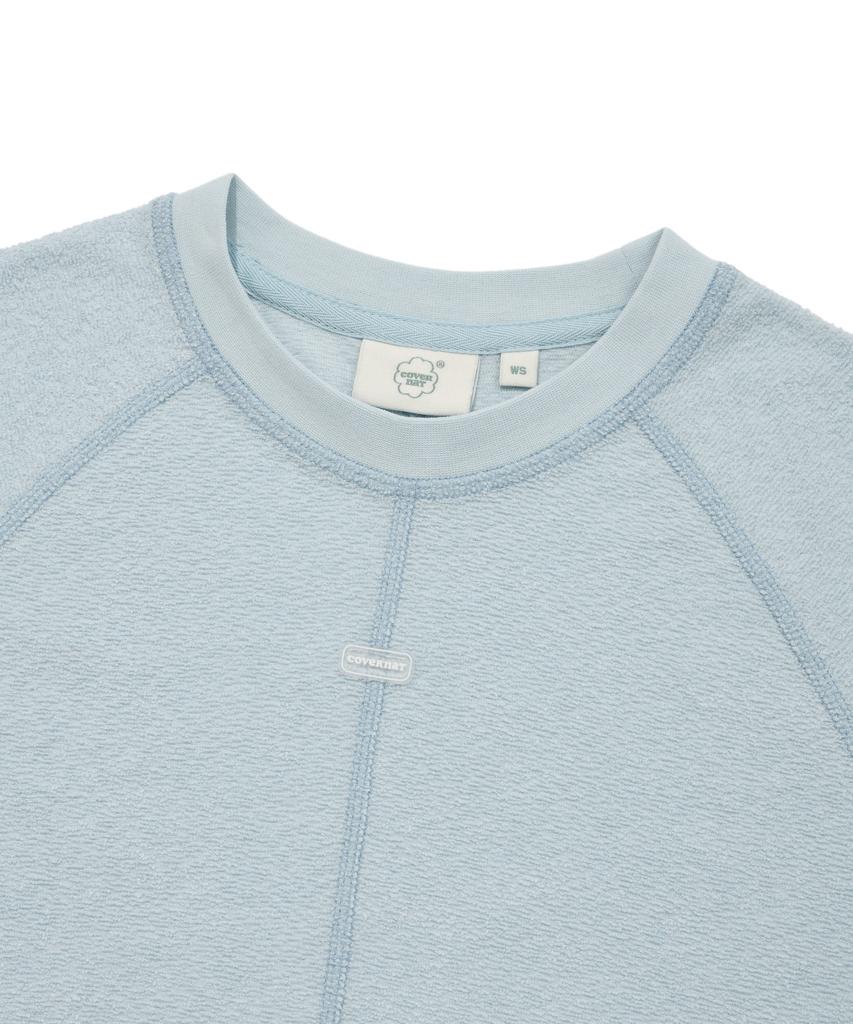 COVERNAT WOMAN Slit Terry T-Shirt Light Blue
