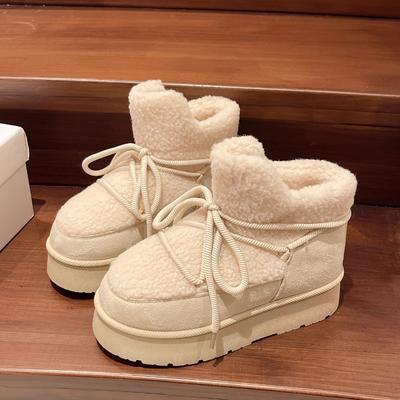 Женские зимние сапоги-слипоны, толстая плоская подошва, резиновая подошва с протектором