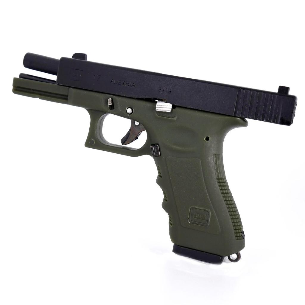 [Azalea Co., Ltd.] HITCALL Glock 17 Super Precision 1/3 Exhaust Type Alloy Key Chain Metal Slide Mini Model Gun Special Gun Case (хаки)