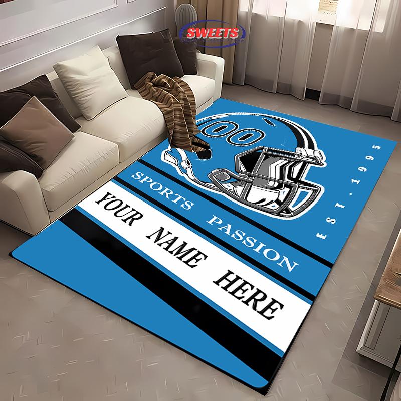 1 шт. Ковер на заказ для спальни, Персонализированные ковры с вашим именем и номером, Ковер с футбольным дизайном на заказ, Подарки для мужчин, фанатов, женщин, детей