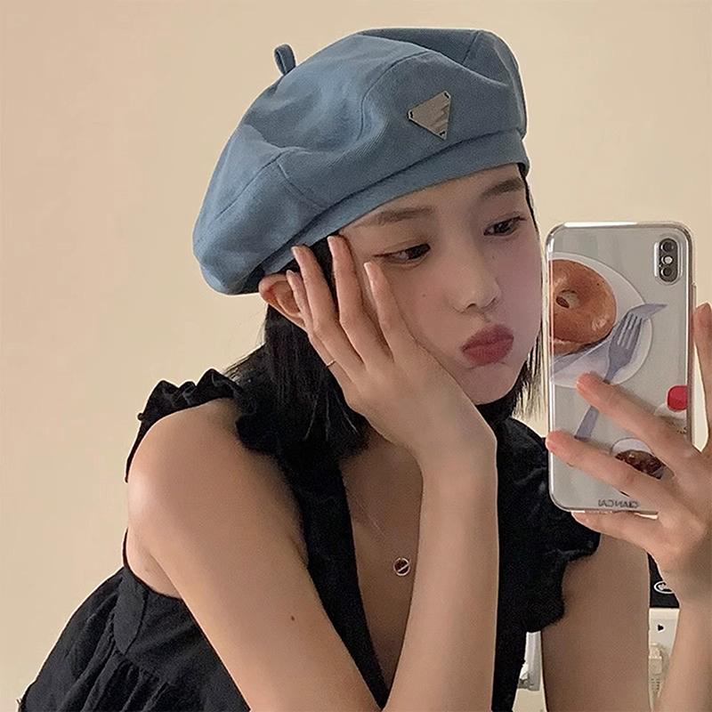 Casual Pink Love Denim Beret Hats Women Spring Summer Shows Face Versatile Retro Painter Cap Japanese Berets Newsboy Caps