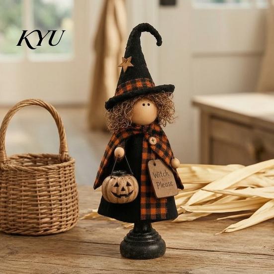 Thanksgiving Haunted House Props Rustic Witch Resin Figurine, Fall Halloween Tabletop Decor, Vintage Farmhouse Decorative Crafts for Shelves