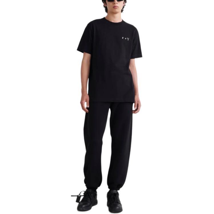 Men's Off-White Solid Color Caravaggio Arrow Short Sleeve Black T-Shirt OMAA027C99JER0051001